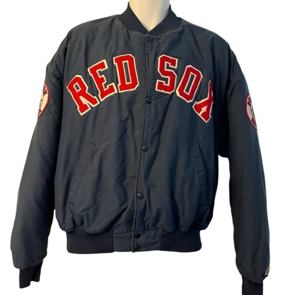 Boston Red Sox Mens XL Swingster Jacket Snaps Blue Nylon Lined Made in USA Vtg